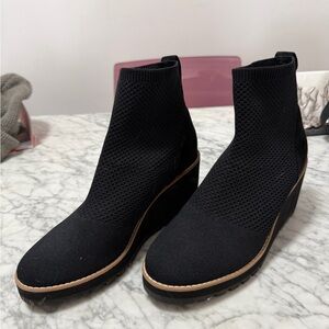 Eileen Fisher Black Wedge Stretch Ankle Boots